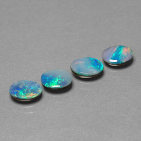 캐럿 천연 멀티컬러 오팔 더블릿 보석, 타원형 컷, 7.1×5.1 mm, 불투명체
