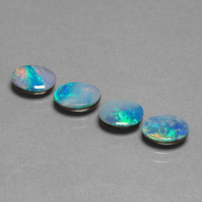 캐럿 천연 멀티컬러 오팔 더블릿 보석, 타원형 컷, 7.1×5.1 mm, 불투명체