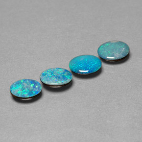 캐럿 천연 멀티컬러 오팔 더블릿 보석, 타원형 컷, 7.1×5.1 mm, 불투명체