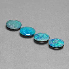 캐럿 천연 멀티컬러 오팔 더블릿 보석, 타원형 컷, 7.1×5.1 mm, 불투명체