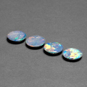 캐럿 천연 멀티컬러 오팔 더블릿 보석, 타원형 컷, 7×5.1 mm, 불투명체