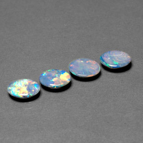캐럿 천연 멀티컬러 오팔 더블릿 보석, 타원형 컷, 7×5.1 mm, 불투명체