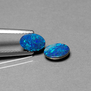 캐럿 천연 멀티컬러 오팔 더블릿 보석, 타원형 컷, 7×4.9 mm, 불투명체