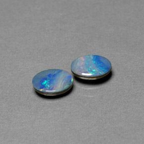 캐럿 천연 멀티컬러 오팔 더블릿 보석, 타원형 컷, 7×5.1 mm, 불투명체