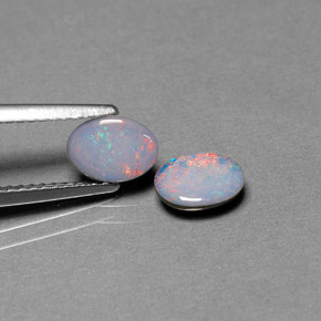 캐럿 천연 멀티컬러 오팔 더블릿 보석, 타원형 컷, 7×5 mm, 불투명체