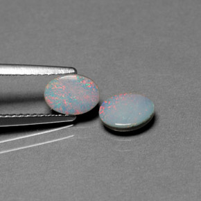 캐럿 천연 멀티컬러 오팔 더블릿 보석, 타원형 컷, 6.9×5.1 mm, 불투명체