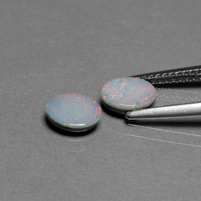 캐럿 천연 멀티컬러 오팔 더블릿 보석, 타원형 컷, 6.9×5.1 mm, 불투명체
