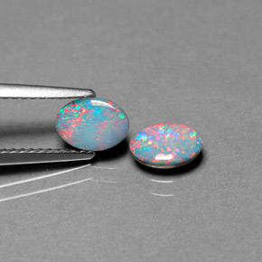 캐럿 천연 멀티컬러 오팔 더블릿 보석, 타원형 컷, 7×5 mm, 불투명체