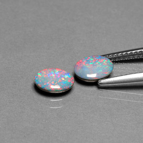 캐럿 천연 멀티컬러 오팔 더블릿 보석, 타원형 컷, 7×5 mm, 불투명체
