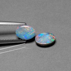 캐럿 천연 멀티컬러 오팔 더블릿 보석, 타원형 컷, 7×5.1 mm, 불투명체