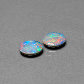 캐럿 천연 멀티컬러 오팔 더블릿 보석, 타원형 컷, 7×5.1 mm, 불투명체