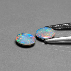 캐럿 천연 멀티컬러 오팔 더블릿 보석, 타원형 컷, 7×5.1 mm, 불투명체