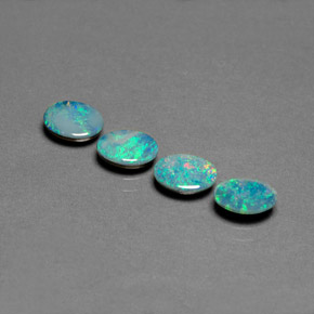 캐럿 천연 멀티컬러 오팔 더블릿 보석, 타원형 컷, 6.9×5 mm, 불투명체