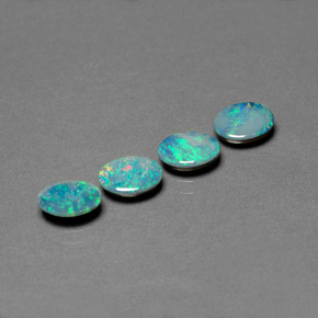 캐럿 천연 멀티컬러 오팔 더블릿 보석, 타원형 컷, 6.9×5 mm, 불투명체