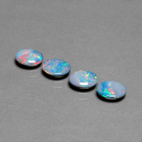 캐럿 천연 멀티컬러 오팔 더블릿 보석, 타원형 컷, 6.9×5 mm, 불투명체