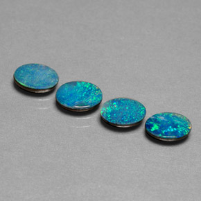 캐럿 천연 멀티컬러 오팔 더블릿 보석, 타원형 컷, 7.1×5.1 mm, 불투명체