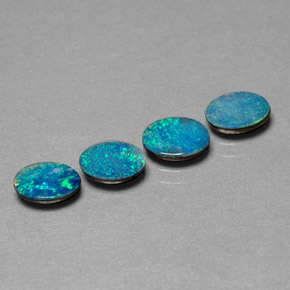 캐럿 천연 멀티컬러 오팔 더블릿 보석, 타원형 컷, 7.1×5.1 mm, 불투명체
