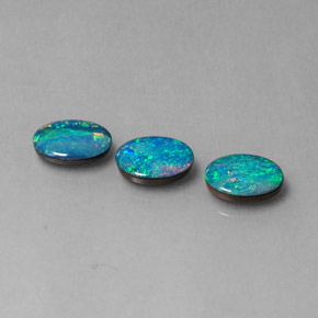 캐럿 천연 멀티컬러 오팔 더블릿 보석, 타원형 컷, 7×5.1 mm, 불투명체