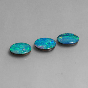 캐럿 천연 멀티컬러 오팔 더블릿 보석, 타원형 컷, 7×5.1 mm, 불투명체