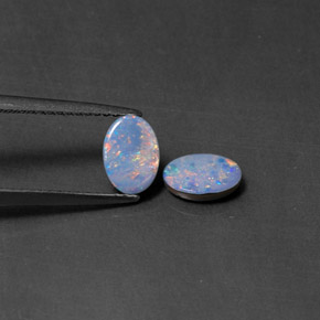 캐럿 천연 멀티컬러 오팔 더블릿 보석, 타원형 컷, 7.1×5.1 mm, 불투명체