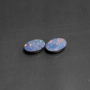캐럿 천연 멀티컬러 오팔 더블릿 보석, 타원형 컷, 7.1×5.1 mm, 불투명체
