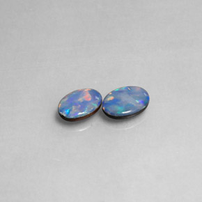 캐럿 천연 멀티컬러 오팔 더블릿 보석, 타원형 컷, 7.1×5.1 mm, 불투명체