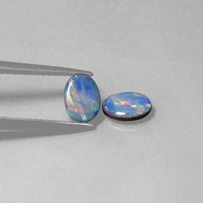 캐럿 천연 멀티컬러 오팔 더블릿 보석, 타원형 컷, 7.1×5.1 mm, 불투명체