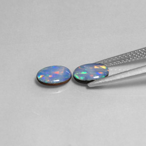 캐럿 천연 멀티컬러 오팔 더블릿 보석, 타원형 컷, 7.1×5.1 mm, 불투명체