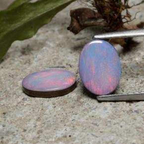 1.79캐럿 천연 멀티컬러 오팔 더블릿 보석, 타원형 컷, 8×5.9 mm, 불투명체