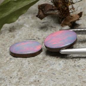 1.79캐럿 천연 멀티컬러 오팔 더블릿 보석, 타원형 컷, 8×5.9 mm, 불투명체
