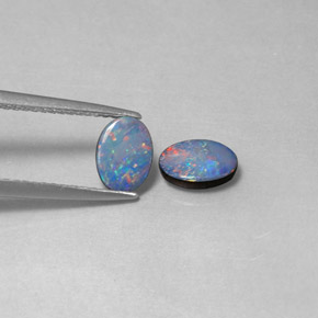 캐럿 천연 멀티컬러 오팔 더블릿 보석, 타원형 컷, 6.9×5.1 mm, 불투명체