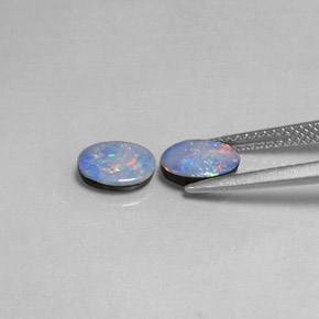 캐럿 천연 멀티컬러 오팔 더블릿 보석, 타원형 컷, 6.9×5.1 mm, 불투명체