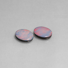 캐럿 천연 멀티컬러 오팔 더블릿 보석, 타원형 컷, 8.1×6.1 mm, 불투명체