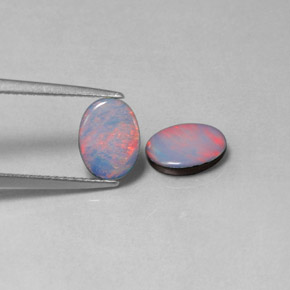 캐럿 천연 멀티컬러 오팔 더블릿 보석, 타원형 컷, 8.1×6.1 mm, 불투명체