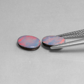 캐럿 천연 멀티컬러 오팔 더블릿 보석, 타원형 컷, 8.1×6.1 mm, 불투명체
