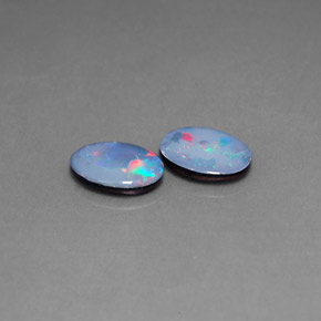 캐럿 천연 멀티컬러 오팔 더블릿 보석, 타원형 컷, 8.1×6.2 mm, 불투명체