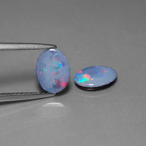 캐럿 천연 멀티컬러 오팔 더블릿 보석, 타원형 컷, 8.1×6.2 mm, 불투명체