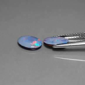 캐럿 천연 멀티컬러 오팔 더블릿 보석, 타원형 컷, 8.1×6.2 mm, 불투명체