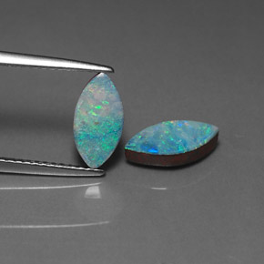 캐럿 천연 멀티컬러 오팔 더블릿 보석, 마퀴즈, 10.1×5.3 mm, 불투명체