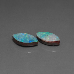 캐럿 천연 멀티컬러 오팔 더블릿 보석, 마퀴즈, 10.1×5.3 mm, 불투명체