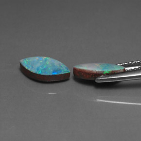 캐럿 천연 멀티컬러 오팔 더블릿 보석, 마퀴즈, 10.1×5.3 mm, 불투명체