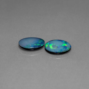 캐럿 천연 멀티컬러 오팔 더블릿 보석, 타원형 컷, 8×6.1 mm, 불투명체