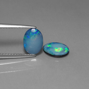캐럿 천연 멀티컬러 오팔 더블릿 보석, 타원형 컷, 8×6.1 mm, 불투명체