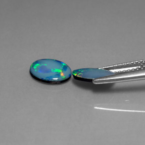 캐럿 천연 멀티컬러 오팔 더블릿 보석, 타원형 컷, 8×6.1 mm, 불투명체