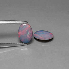 캐럿 천연 멀티컬러 오팔 더블릿 보석, 타원형 컷, 7.9×5.8 mm, 불투명체