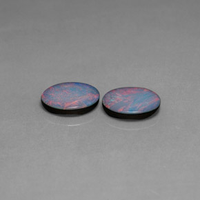 캐럿 천연 멀티컬러 오팔 더블릿 보석, 타원형 컷, 7.9×5.8 mm, 불투명체
