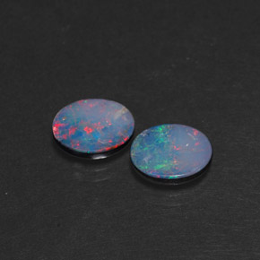 캐럿 천연 멀티컬러 오팔 더블릿 보석, 타원형 컷, 9×7 mm, 불투명체