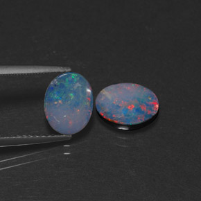 캐럿 천연 멀티컬러 오팔 더블릿 보석, 타원형 컷, 9×7 mm, 불투명체