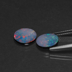 캐럿 천연 멀티컬러 오팔 더블릿 보석, 타원형 컷, 9×7 mm, 불투명체