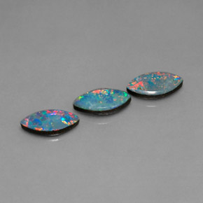 캐럿 천연 멀티컬러 오팔 더블릿 보석, 마퀴즈, 10.1×5.2 mm, 불투명체